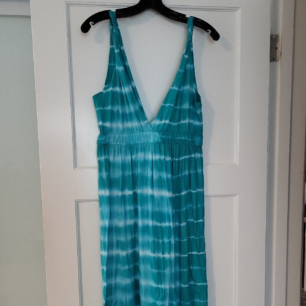 Teal Tie-Dye Maxi Dress